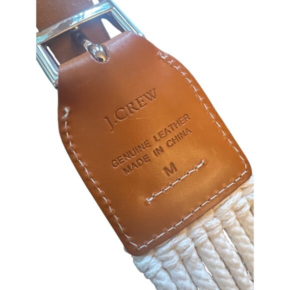 J. Crew Womens Woven Belt Medium Genuine Leather & Cotton Braided Strap Med - Picture 4 of 5